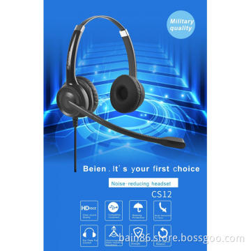 CS12 over-ear business wired noise-reducing headset call center music learning game